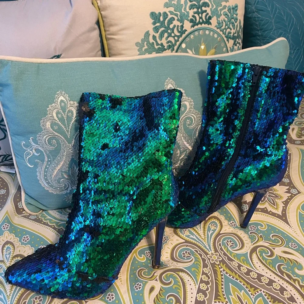 Used worn once . Very stylish ankle boots. Great for parties . - Picture 1 of 1